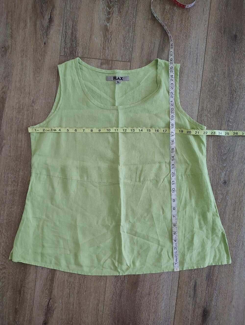 Flax Linen Green Tank Top M - Picture 5 of 9